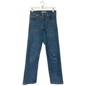 Levi's Ribcage Straight Ankle Jeans Womens Size 26 Blue Button Fly